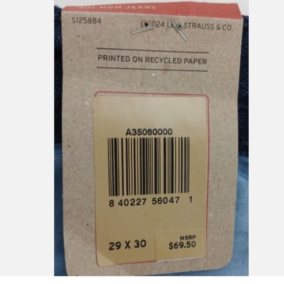 Levi's Women's '80s Mom Jeans W29 L30 High Rise 100% Cotton Tapered Blue New - Picture 10 of 13